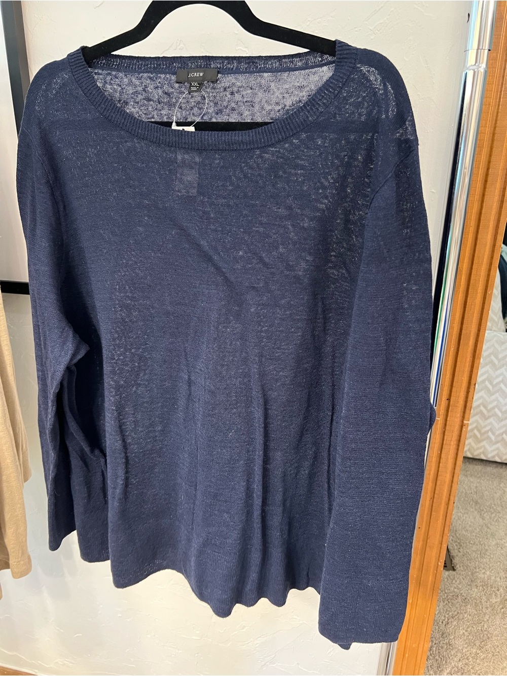J. Crew Navy Crewneck Linen Sweater XXL